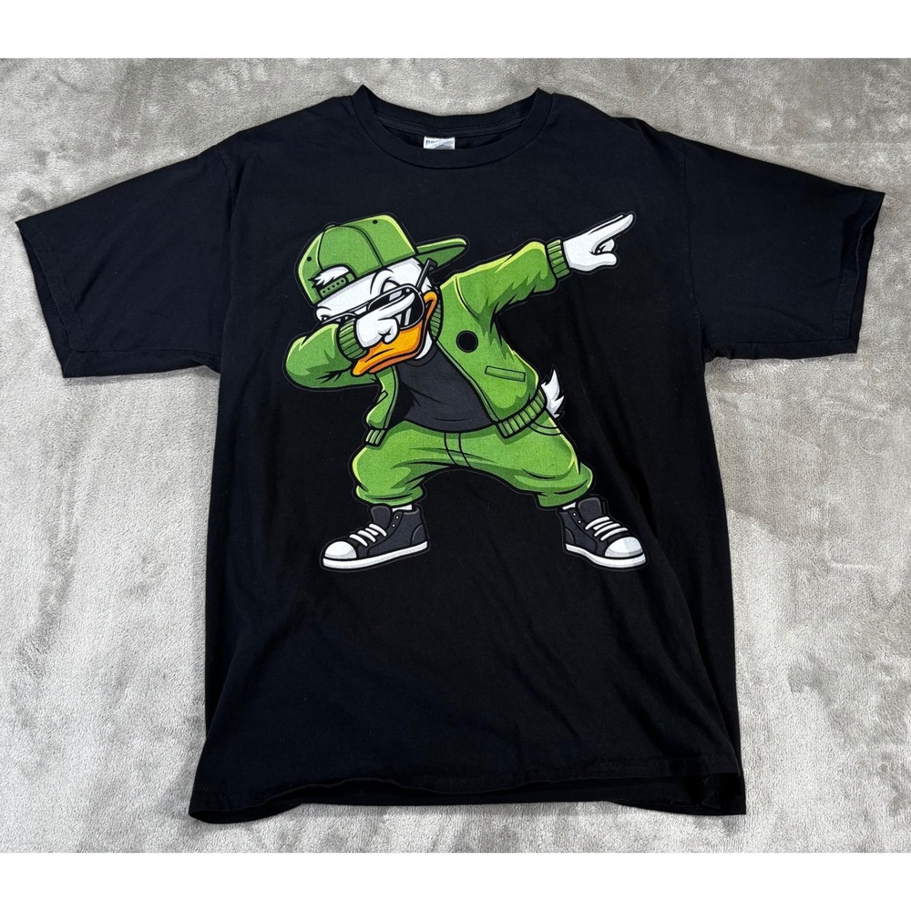 Port & Company Graphic T-Shirt Mens‎ Large Black Dabbing Duck Streetwear